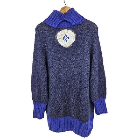 Noname Mohair/Wool Turtleneck Sweater Dress Womens S Blue Oversized - Picture 3 of 5